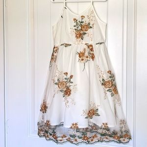 PatPat - White Embroidered Lined Formal Dress for Girls (Y6-7)